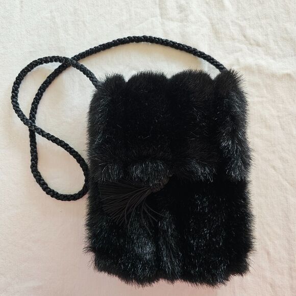 Fabulous Furs Handbags - Fabulous Furs For Animal Lovers Small Purse Evening Bag (Faux Fur) Vintage Black